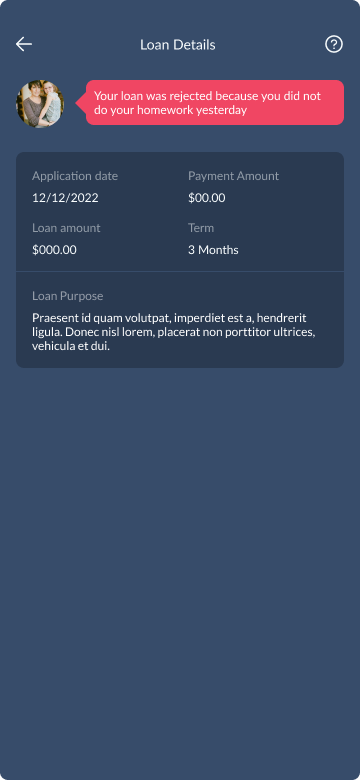 Kidough loan rejection flow